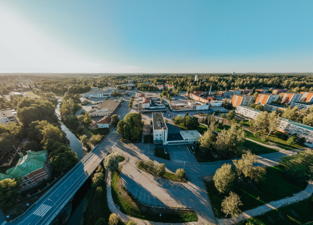 Orimattilan keskusta yläilmoista.