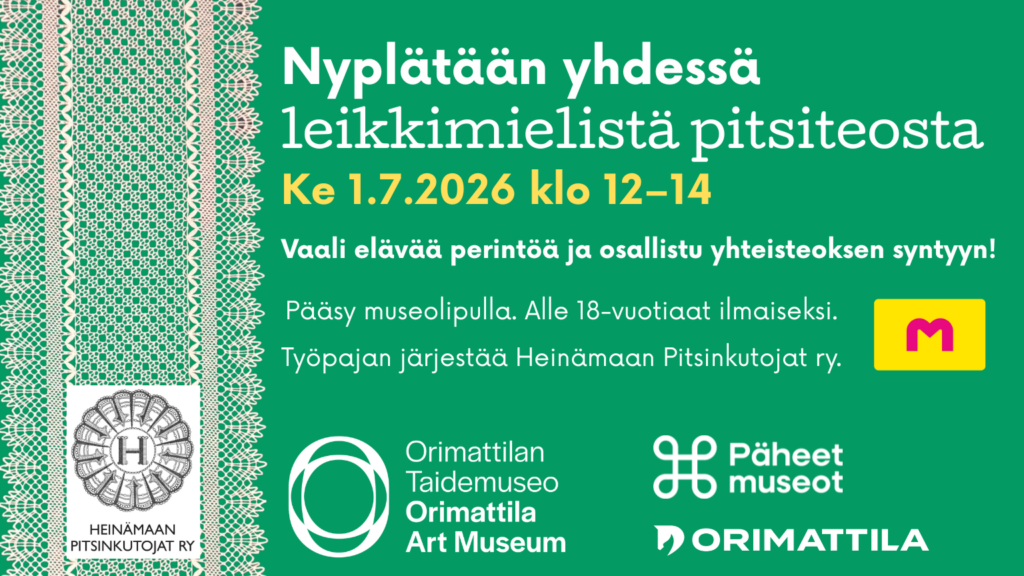 Ilmoitus, jonka kuvituskuvana pitsiä.